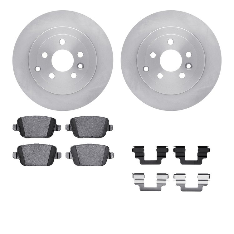 6512-11113 Brake Rotors w/5000 Advanced Brake Pads Kit with Hardware, 2008-2012 Land Rover, Position: Rear