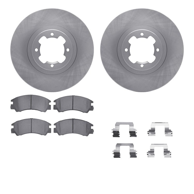 6512-13042 Brake Rotors w/5000 Advanced Brake Pads Kit with Hardware, 1985-1994 Subaru, Position: Front