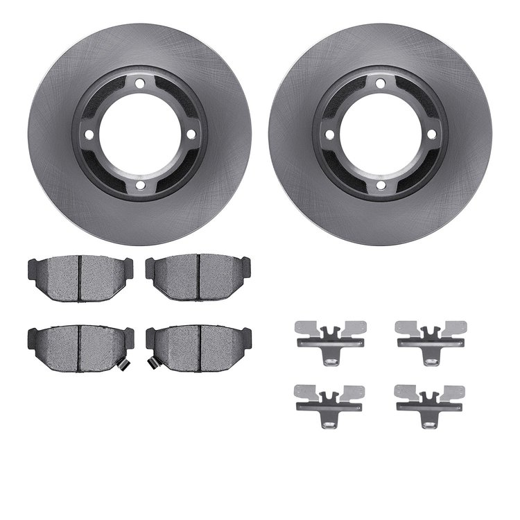 6512-13045 Brake Rotors w/5000 Advanced Brake Pads Kit with Hardware, 1985-1991 Subaru, Position: Rear