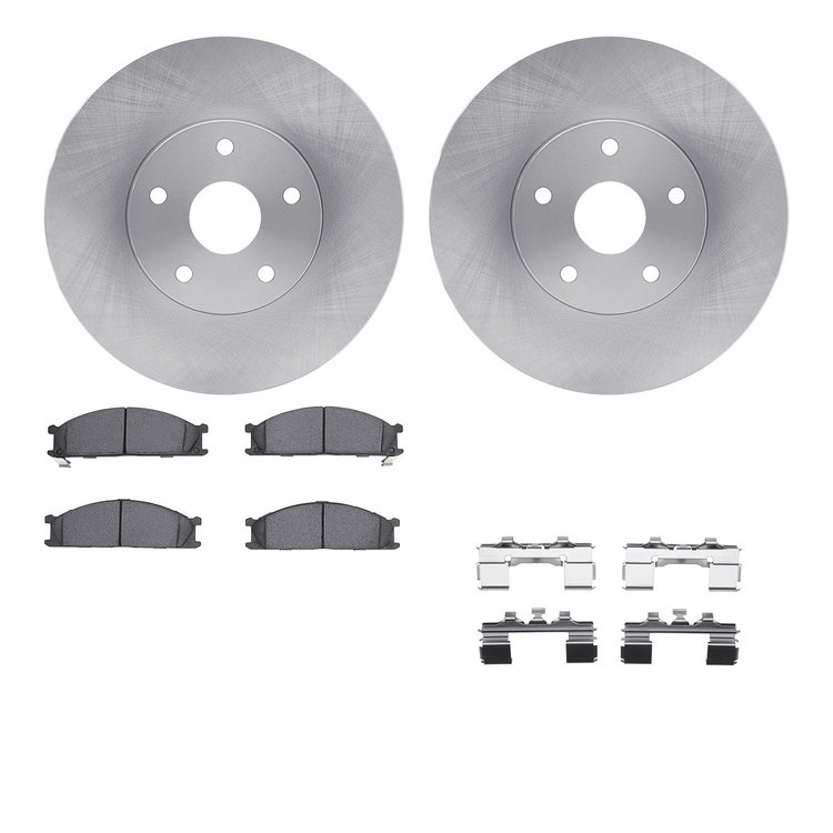 6512-13052 Brake Rotors w/5000 Advanced Brake Pads Kit with Hardware, 1992-1997 Subaru, Position: Front