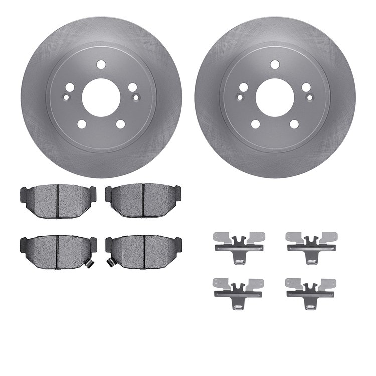 6512-13060 Brake Rotors w/5000 Advanced Brake Pads Kit with Hardware, 1988-1991 Subaru, Position: Rear