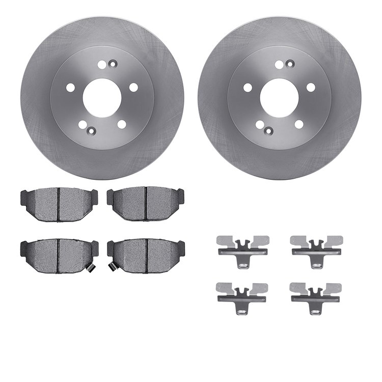 6512-13063 Brake Rotors w/5000 Advanced Brake Pads Kit with Hardware, 1988-1991 Subaru, Position: Rear