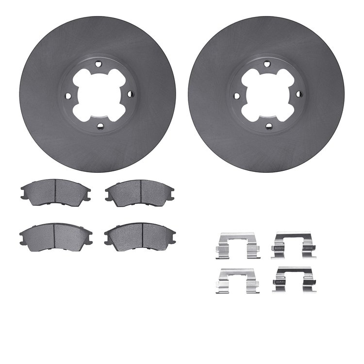 6512-13066 Brake Rotors w/5000 Advanced Brake Pads Kit with Hardware, 1989-1994 Subaru, Position: Front