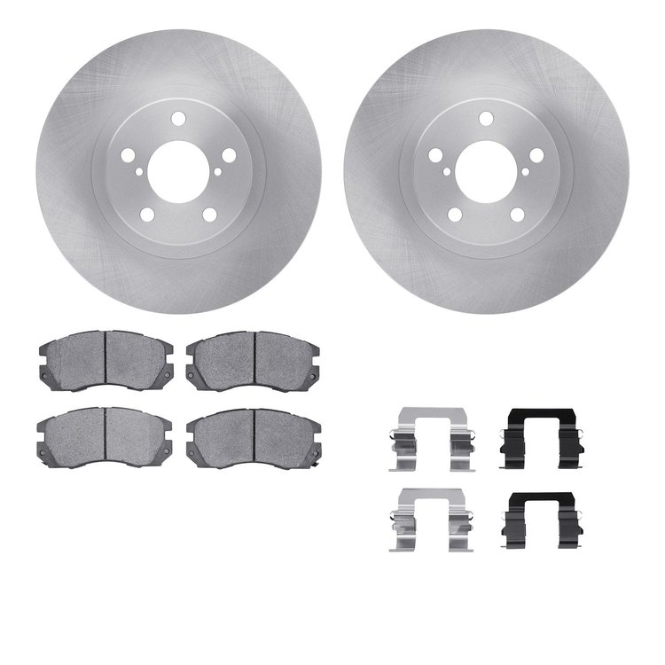 6512-13084 Brake Rotors w/5000 Advanced Brake Pads Kit with Hardware, 1990-1996 Subaru, Position: Front