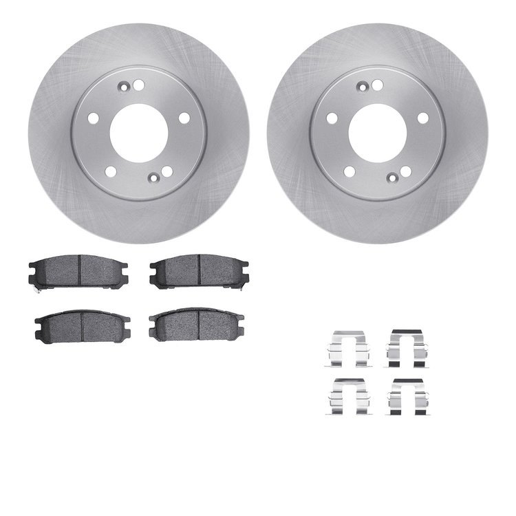 6512-13099 Brake Rotors w/5000 Advanced Brake Pads Kit with Hardware, 1992-1997 Subaru, Position: Rear