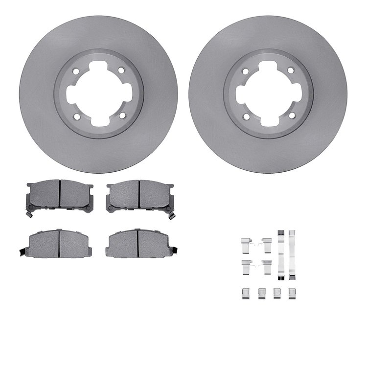 6512-13118 Brake Rotors w/5000 Advanced Brake Pads Kit with Hardware, 1983-1989 Subaru, Position: Front
