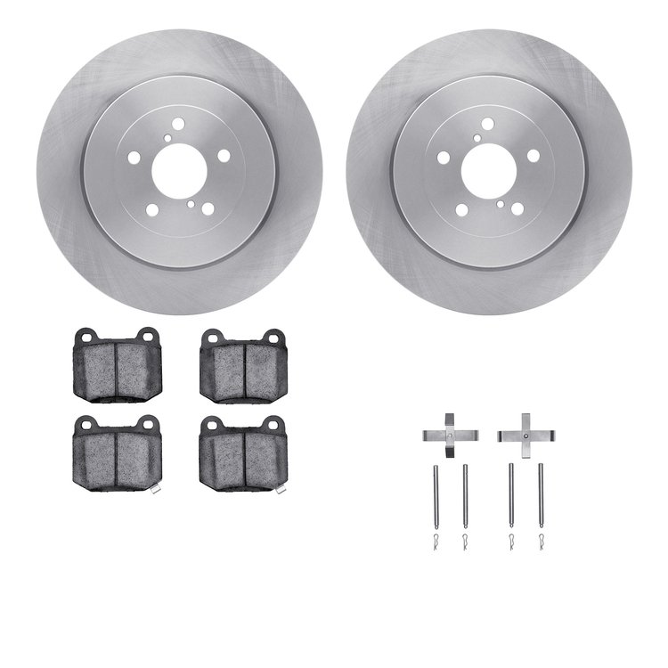 6512-13123 Brake Rotors w/5000 Advanced Brake Pads Kit with Hardware, 2003-2004 Subaru, Position: Rear
