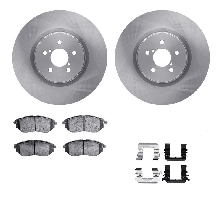 6512-13139 Brake Rotors w/5000 Advanced Brake Pads Kit with Hardware, 2005-2018 Subaru, Position: Front