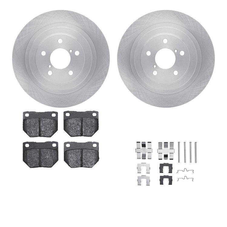 6512-13144 Brake Rotors w/5000 Advanced Brake Pads Kit with Hardware, 2006-2007 Subaru, Position: Rear