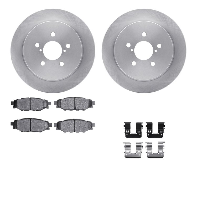 6512-13150 Brake Rotors w/5000 Advanced Brake Pads Kit with Hardware, 2005-2009 Subaru, Position: Rear