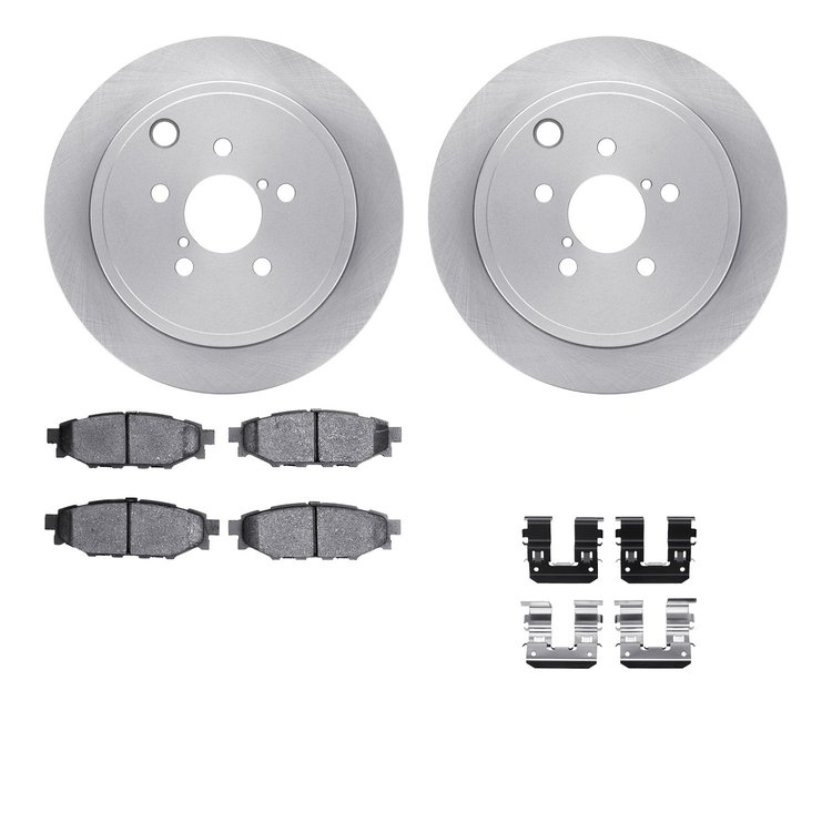 6512-13153 Brake Rotors w/5000 Advanced Brake Pads Kit with Hardware, 2008-2015 Subaru, Position: Rear