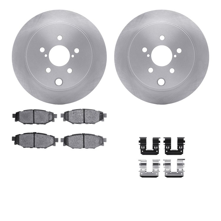 6512-13165 Brake Rotors w/5000 Advanced Brake Pads Kit with Hardware, Fits Select Subaru, Position: Rear