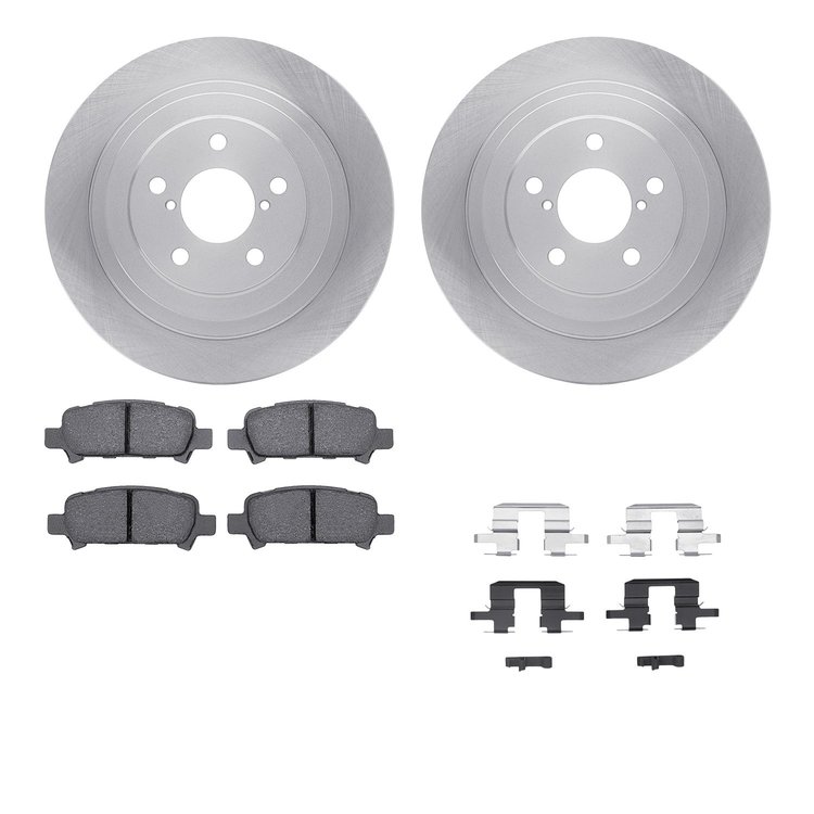 6512-13183 Brake Rotors w/5000 Advanced Brake Pads Kit with Hardware, 2000-2006 Subaru, Position: Rear