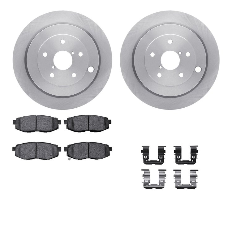 6512-13207 Brake Rotors w/5000 Advanced Brake Pads Kit with Hardware, 2006-2014 Subaru, Position: Rear