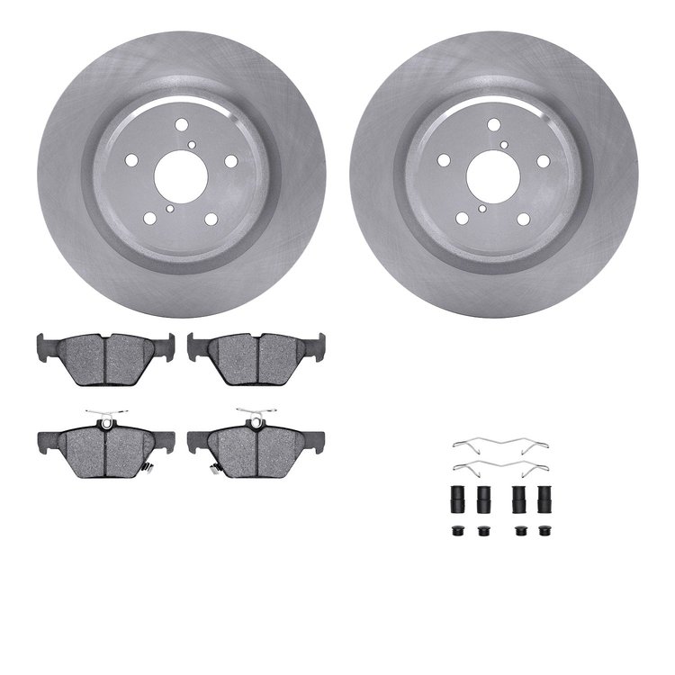 6512-13228 Brake Rotors w/5000 Advanced Brake Pads Kit with Hardware, Fits Select Subaru, Position: Rear