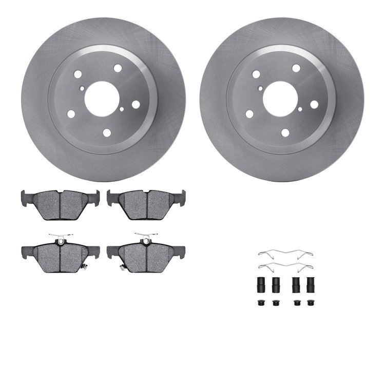 6512-13234 Brake Rotors w/5000 Advanced Brake Pads Kit with Hardware, Fits Select Subaru, Position: Rear