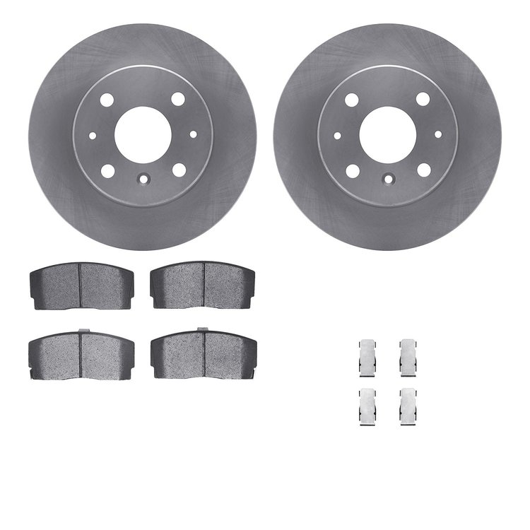 6512-19001 Brake Rotors w/5000 Advanced Brake Pads Kit with Hardware, 1988-1992 Daihatsu, Position: Front