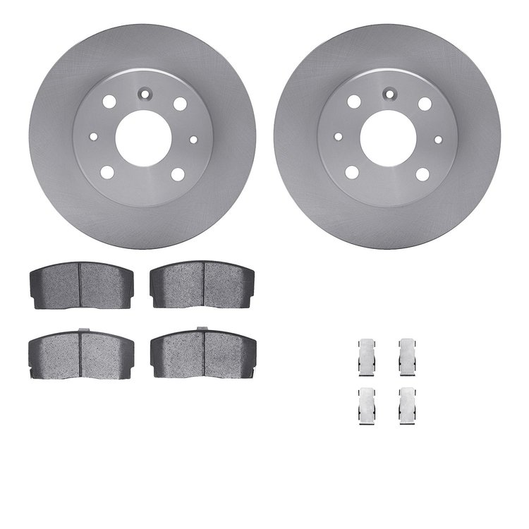6512-19004 Brake Rotors w/5000 Advanced Brake Pads Kit with Hardware, 1988-1992 Daihatsu, Position: Front