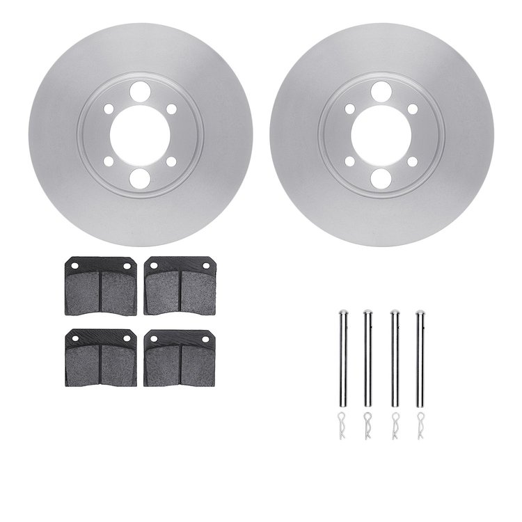 6512-20031 Brake Rotors w/5000 Advanced Brake Pads Kit with Hardware, 1968-1970 Jaguar, Position: Rear