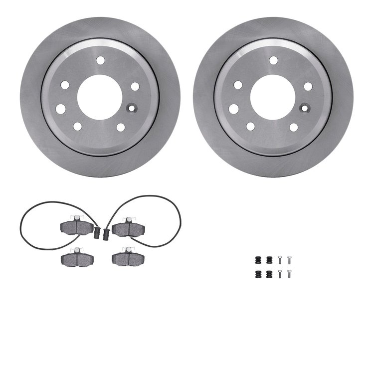 6512-20040 Brake Rotors w/5000 Advanced Brake Pads Kit with Hardware, 1987-1987 Jaguar, Position: Rear