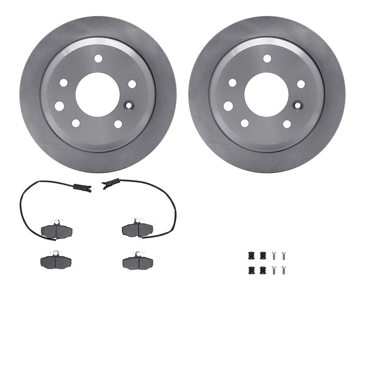 6512-20041 Brake Rotors w/5000 Advanced Brake Pads Kit with Hardware, 1987-1989 Jaguar, Position: Rear