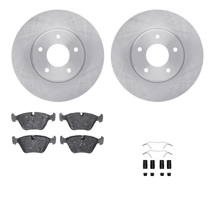 6512-20061 Brake Rotors w/5000 Advanced Brake Pads Kit with Hardware, 1998-2003 Jaguar, Position: Front