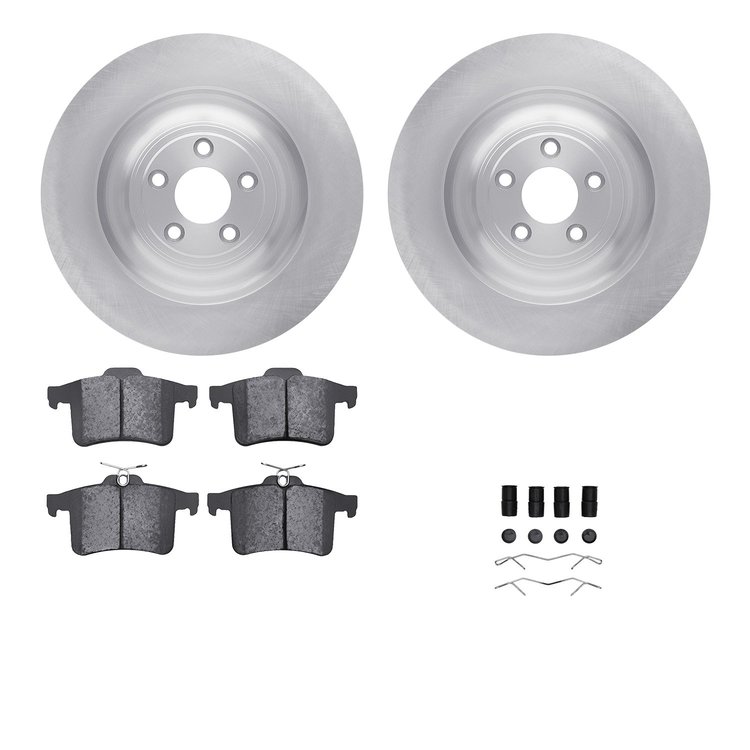 6512-20122 Brake Rotors w/5000 Advanced Brake Pads Kit with Hardware, 2010-2015 Jaguar, Position: Rear