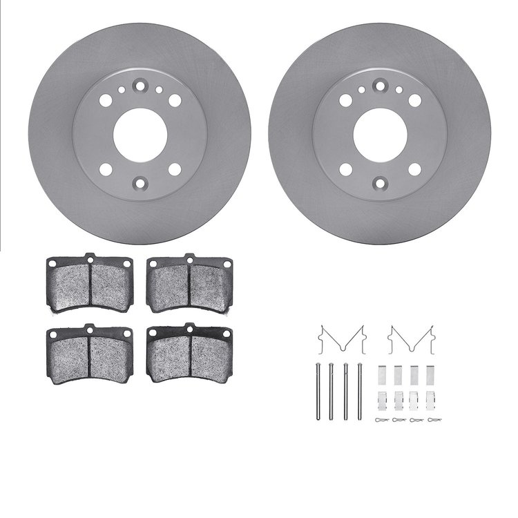 6512-21041 Brake Rotors w/5000 Advanced Brake Pads Kit with Hardware, 1994-2002 Multiple Makes/Models, Position: Front