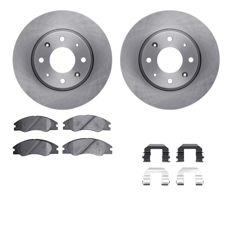 6512-21062 Brake Rotors w/5000 Advanced Brake Pads Kit with Hardware, 2004-2009 Kia/Hyundai/Genesis, Position: Front