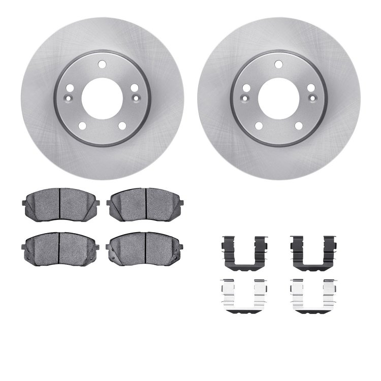 6512-21068 Brake Rotors w/5000 Advanced Brake Pads Kit with Hardware, 2007-2010 Kia/Hyundai/Genesis, Position: Front