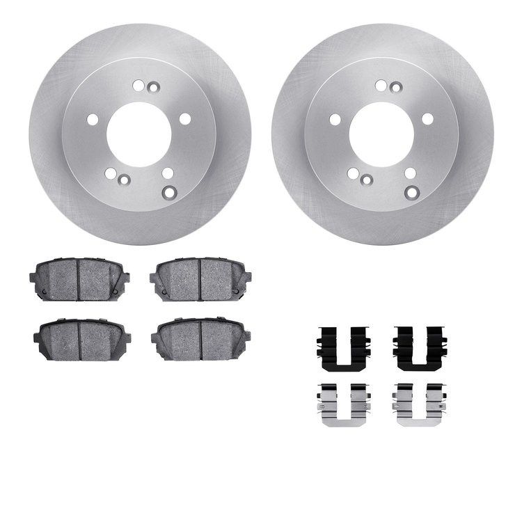 6512-21071 Brake Rotors w/5000 Advanced Brake Pads Kit with Hardware, 2007-2012 Kia/Hyundai/Genesis, Position: Rear