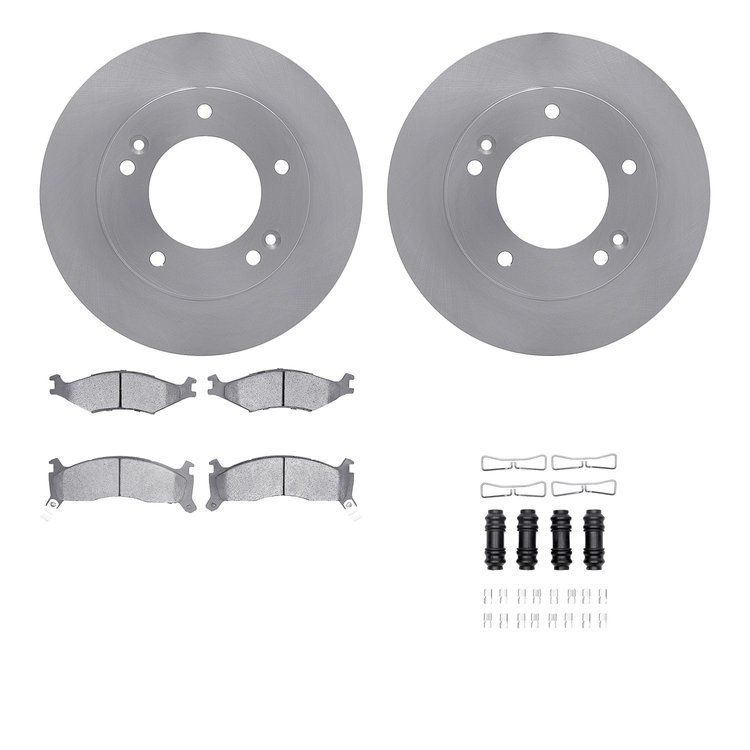 6512-21073 Brake Rotors w/5000 Advanced Brake Pads Kit with Hardware, 1995-1997 Kia/Hyundai/Genesis, Position: Front