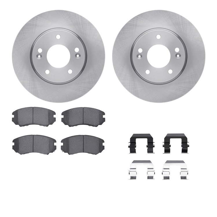 6512-21080 Brake Rotors w/5000 Advanced Brake Pads Kit with Hardware, 2010-2011 Kia/Hyundai/Genesis, Position: Front