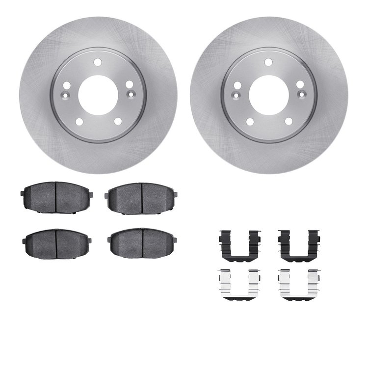 6512-21081 Brake Rotors w/5000 Advanced Brake Pads Kit with Hardware, 2010-2013 Kia/Hyundai/Genesis, Position: Front