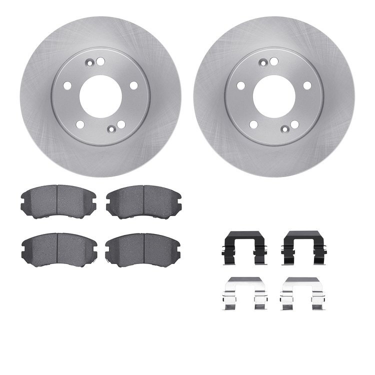 6512-21086 Brake Rotors w/5000 Advanced Brake Pads Kit with Hardware, 2010-2011 Kia/Hyundai/Genesis, Position: Front
