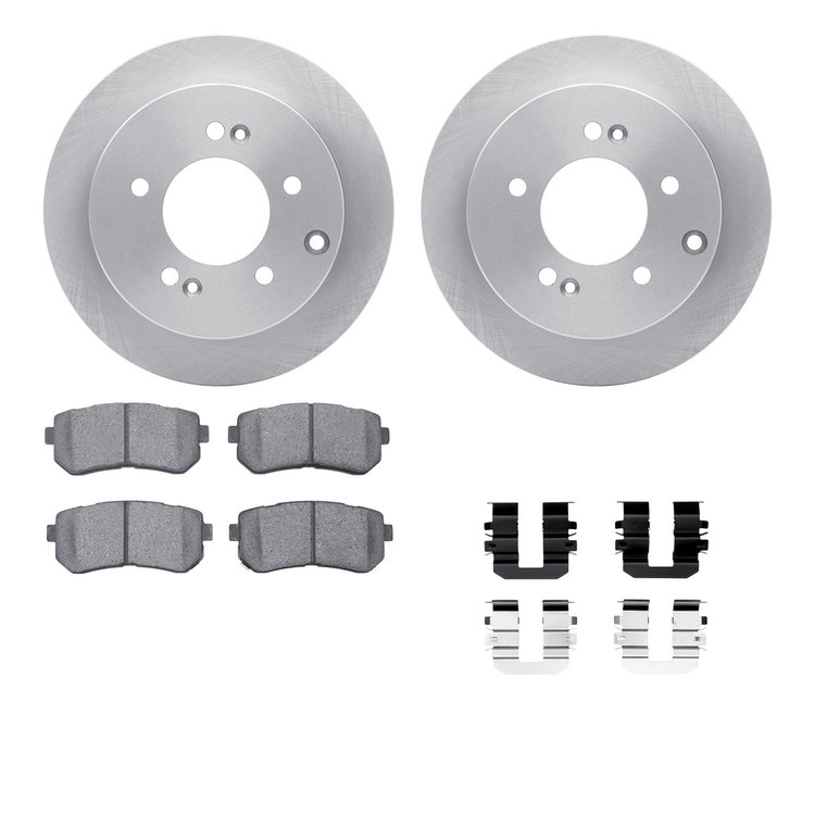 6512-21090 Brake Rotors w/5000 Advanced Brake Pads Kit with Hardware, 2010-2013 Kia/Hyundai/Genesis, Position: Rear