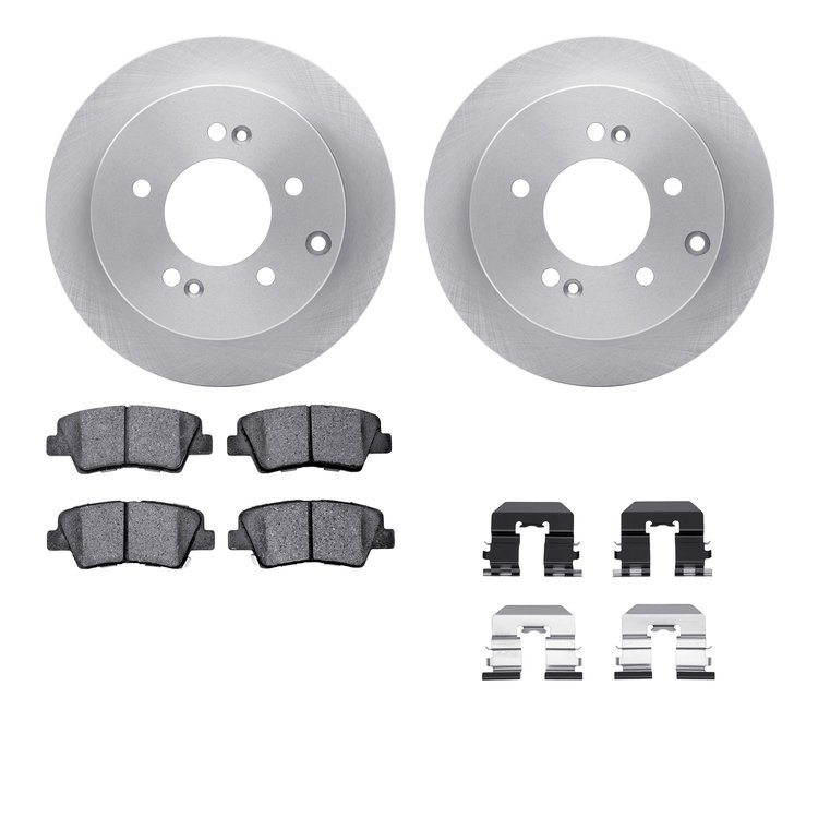 6512-21091 Brake Rotors w/5000 Advanced Brake Pads Kit with Hardware, 2010-2013 Kia/Hyundai/Genesis, Position: Rear