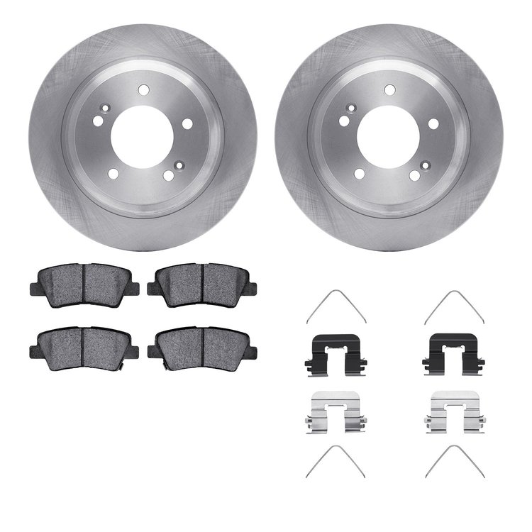 6512-21099 Brake Rotors w/5000 Advanced Brake Pads Kit with Hardware, Fits Select Kia/Hyundai/Genesis, Position: Rear