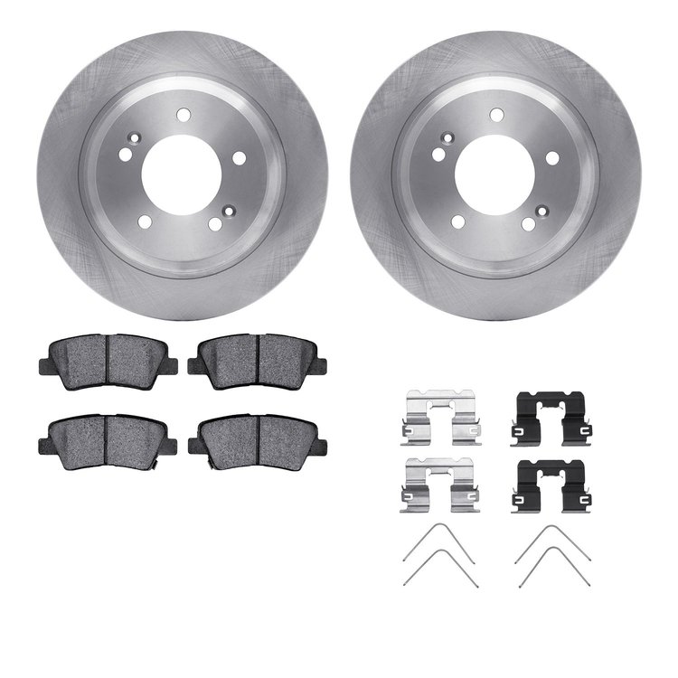 6512-21100 Brake Rotors w/5000 Advanced Brake Pads Kit with Hardware, 2018-2020 Kia/Hyundai/Genesis, Position: Rear
