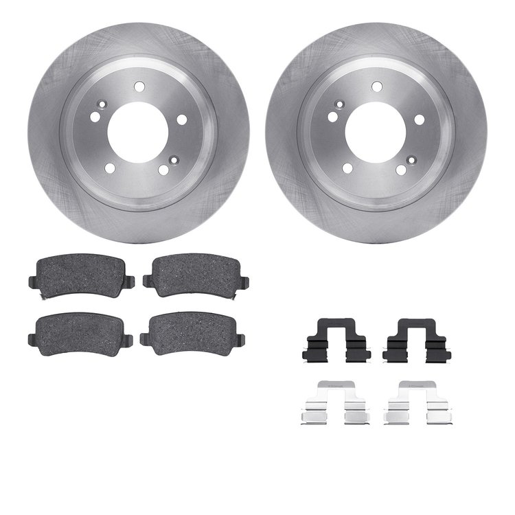 6512-21101 Brake Rotors w/5000 Advanced Brake Pads Kit with Hardware, 2016-2017 Kia/Hyundai/Genesis, Position: Rear