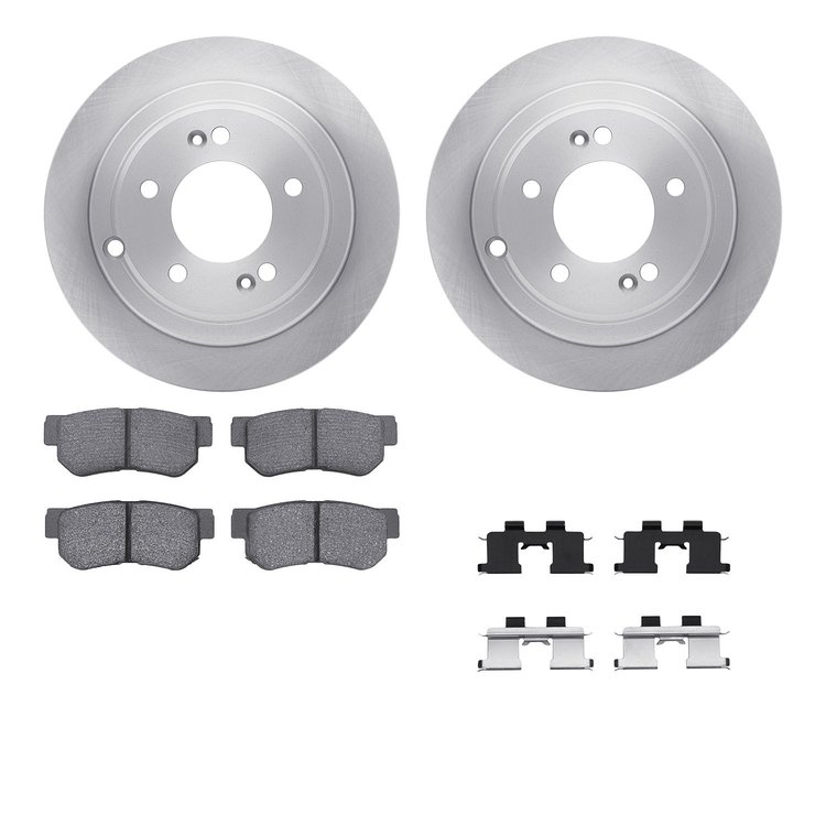 6512-21122 Brake Rotors w/5000 Advanced Brake Pads Kit with Hardware, 2004-2006 Kia/Hyundai/Genesis, Position: Rear