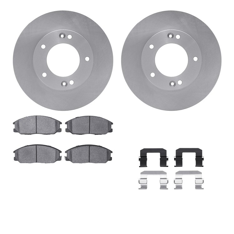 6512-21128 Brake Rotors w/5000 Advanced Brake Pads Kit with Hardware, 2003-2006 Kia/Hyundai/Genesis, Position: Front