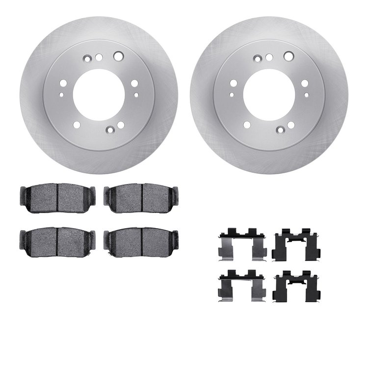 6512-21131 Brake Rotors w/5000 Advanced Brake Pads Kit with Hardware, 2003-2006 Kia/Hyundai/Genesis, Position: Rear