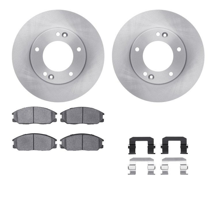 6512-21146 Brake Rotors w/5000 Advanced Brake Pads Kit with Hardware, 2007-2009 Kia/Hyundai/Genesis, Position: Front
