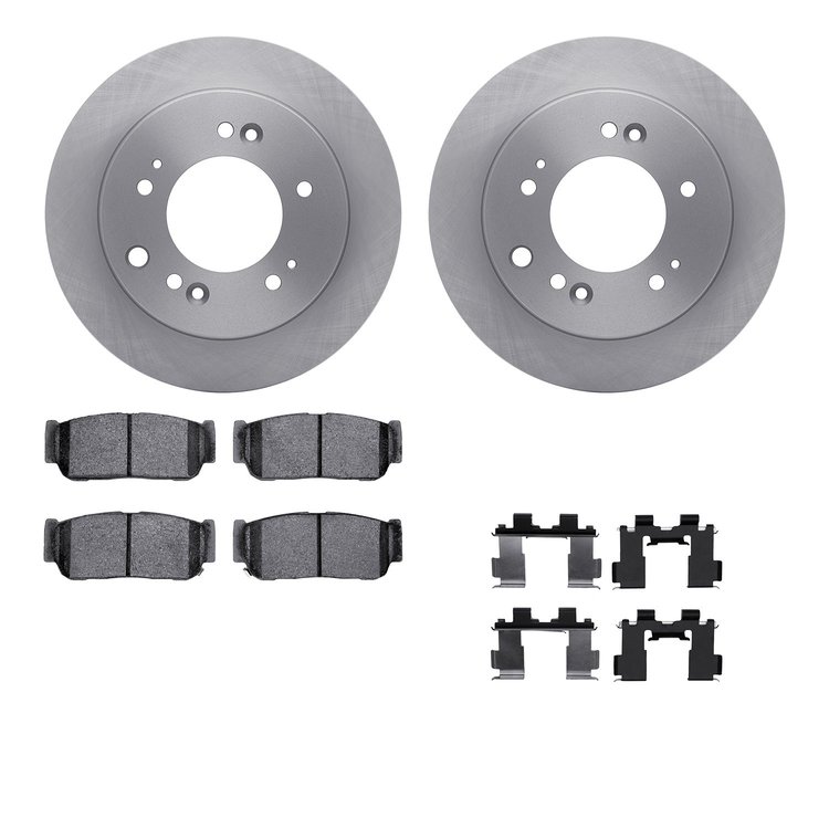 6512-21149 Brake Rotors w/5000 Advanced Brake Pads Kit with Hardware, 2007-2009 Kia/Hyundai/Genesis, Position: Rear