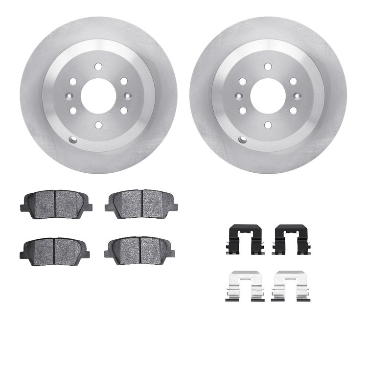 6512-21152 Brake Rotors w/5000 Advanced Brake Pads Kit with Hardware, 2009-2010 Kia/Hyundai/Genesis, Position: Rear