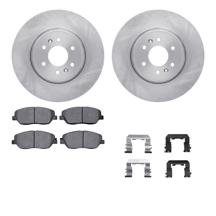 6512-21155 Brake Rotors w/5000 Advanced Brake Pads Kit with Hardware, 2009-2010 Kia/Hyundai/Genesis, Position: Front