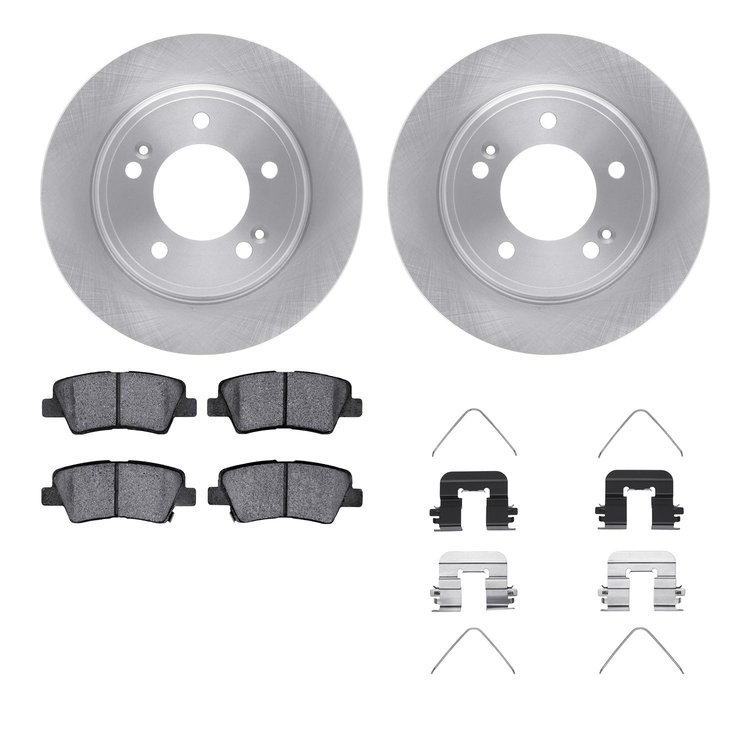 6512-21171 Brake Rotors w/5000 Advanced Brake Pads Kit with Hardware, Fits Select Kia/Hyundai/Genesis, Position: Rear