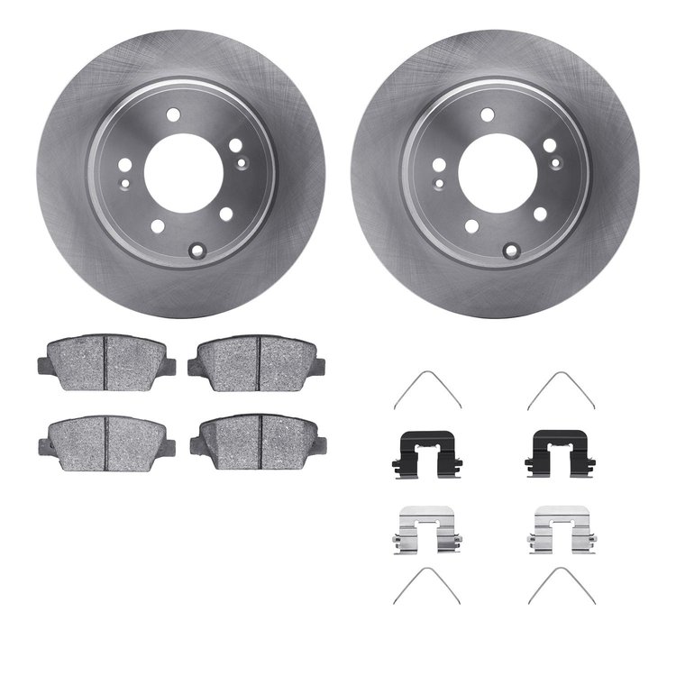 6512-21185 Brake Rotors w/5000 Advanced Brake Pads Kit with Hardware, 2017-2019 Kia/Hyundai/Genesis, Position: Rear