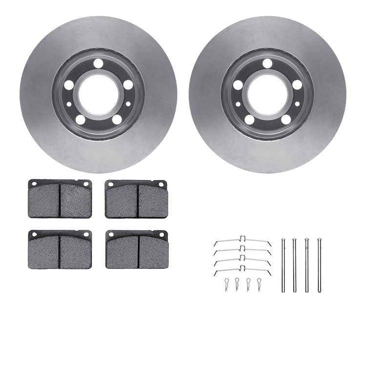 6512-27115 Brake Rotors w/5000 Advanced Brake Pads Kit with Hardware, 1976-1976 Volvo, Position: Front